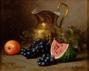 Alfred Hirv Natuurmort kannu ja viinamarjadega USA oil painting artist